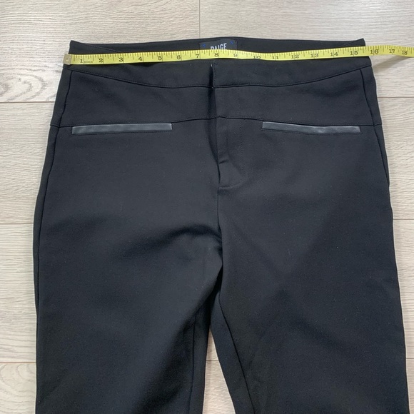 PAIGE Black Rosalind Ponte Knit Stretch Pants w/ Faux Leather Trim Pockets - Picture 10 of 12